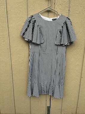 INA Black White Striped Dress Women’s Size Large NWT